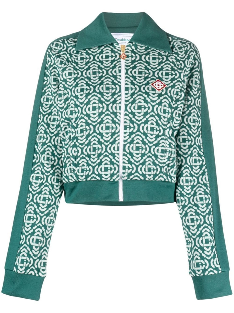 monogram cropped cotton-blend track top 1