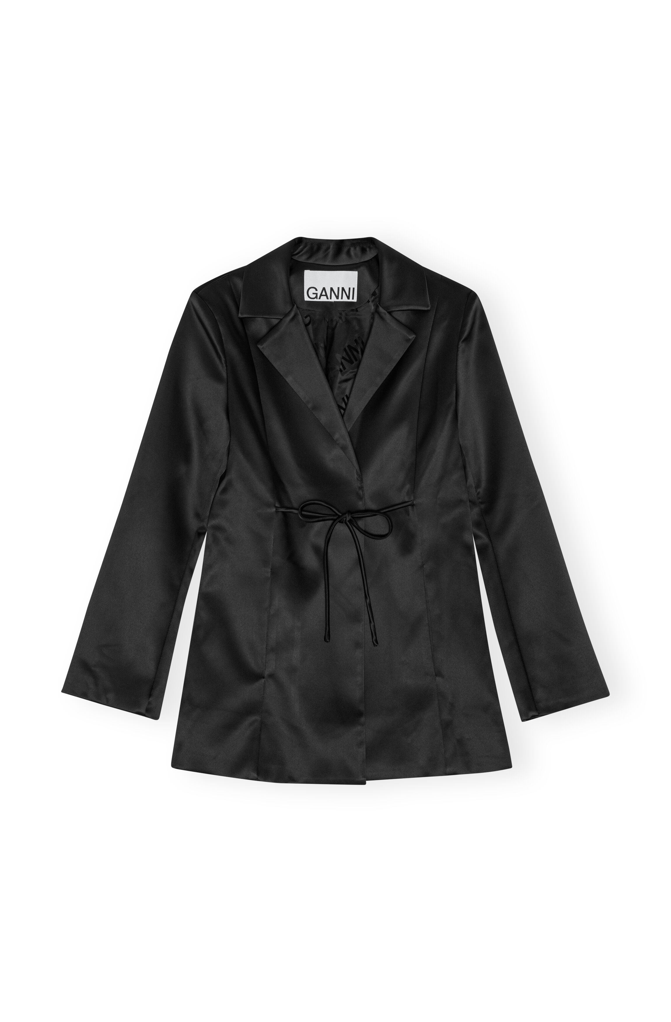 BLACK DOUBLE SATIN TIESTRING BLAZER - 6