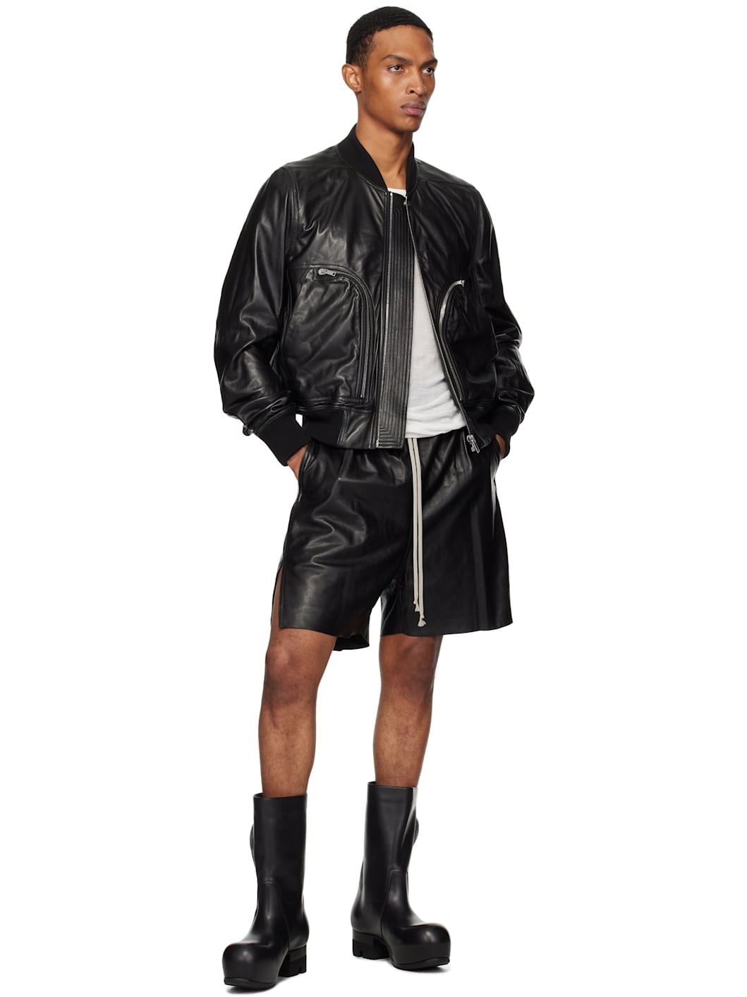 Black Concordians Bauhaus Flight Leather Bomber Jacket - 4