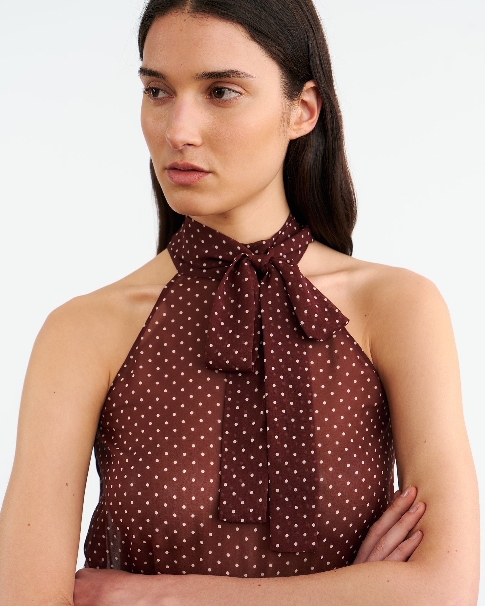 ALLA SILK HALTERNECK TOP - 3