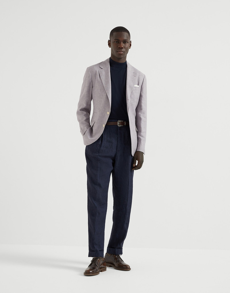 Wool, linen and silk Prince of Wales deconstructed blazer 5