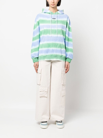 MSGM tie-dye stripe-print hoodie outlook