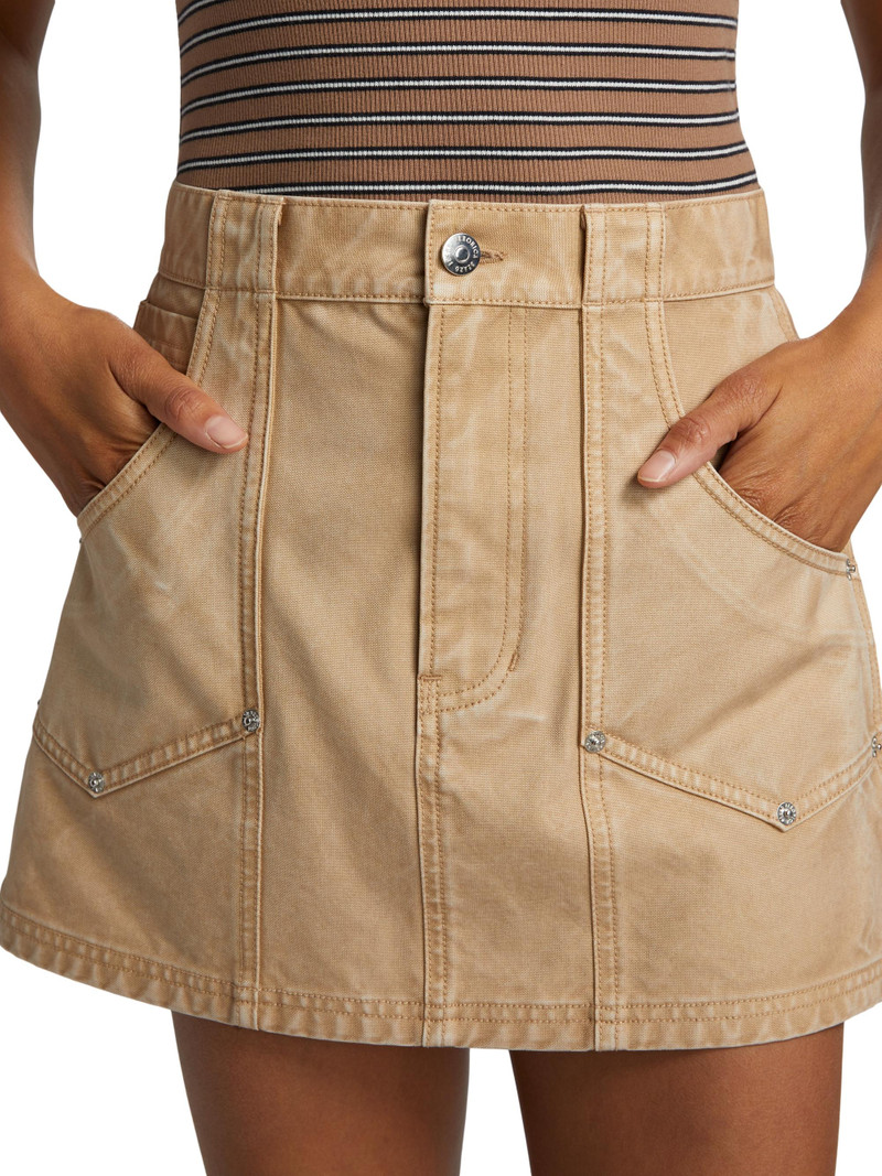 Women's Stelene Denim Miniskirt - Stone Khaki 6