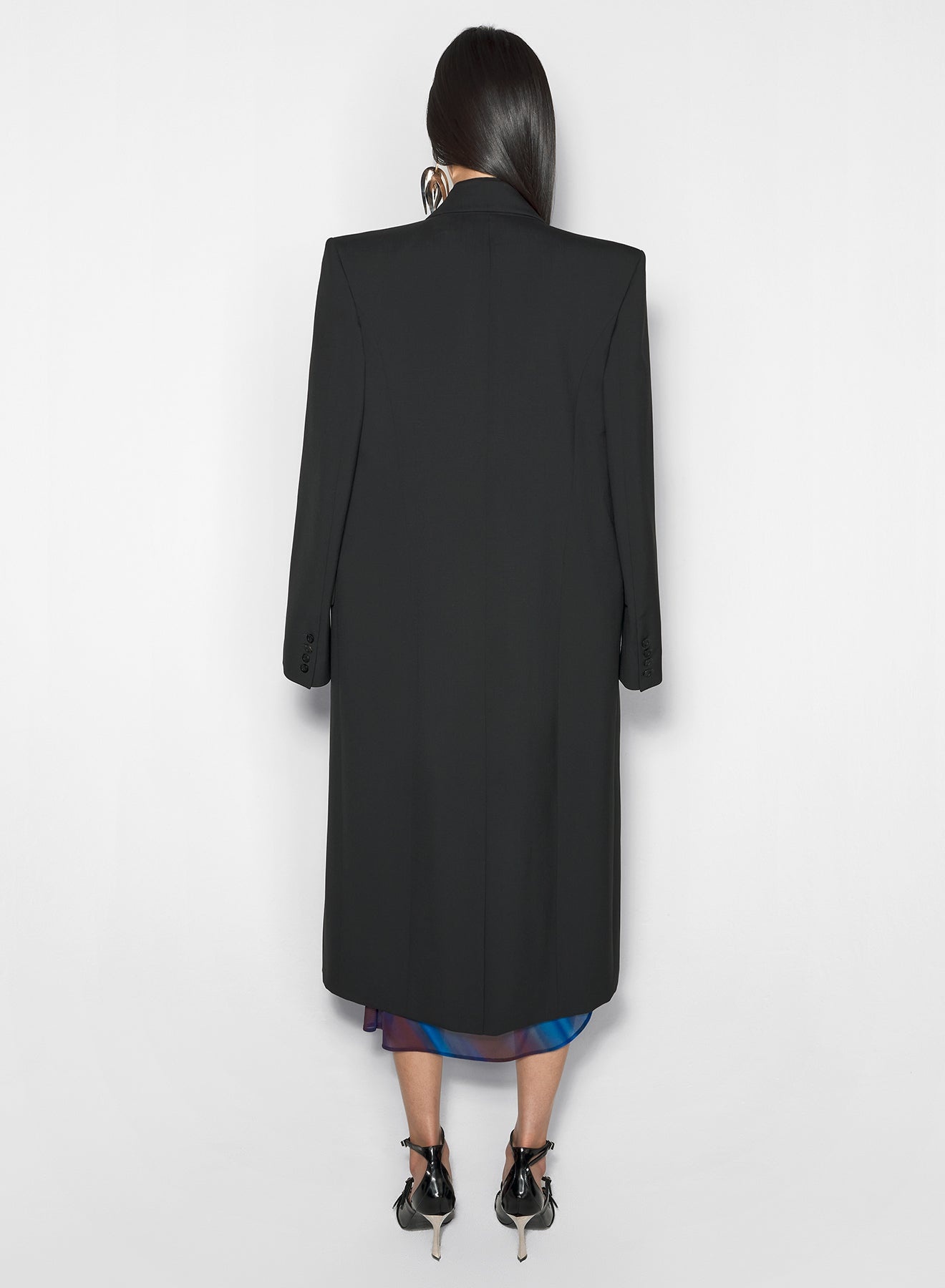 black double-breasted wool coat - 2
