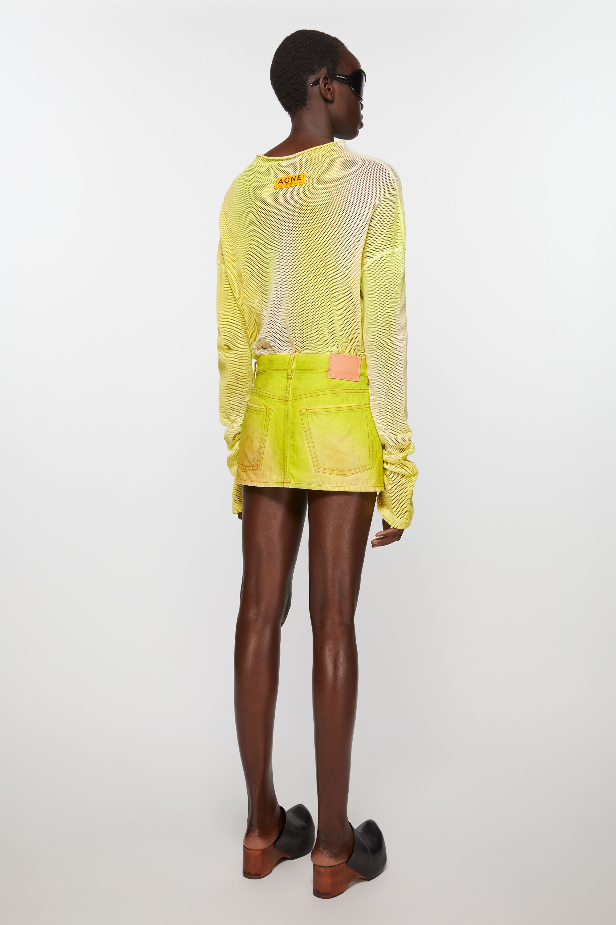 Denim mini skirt - Neon yellow - 4