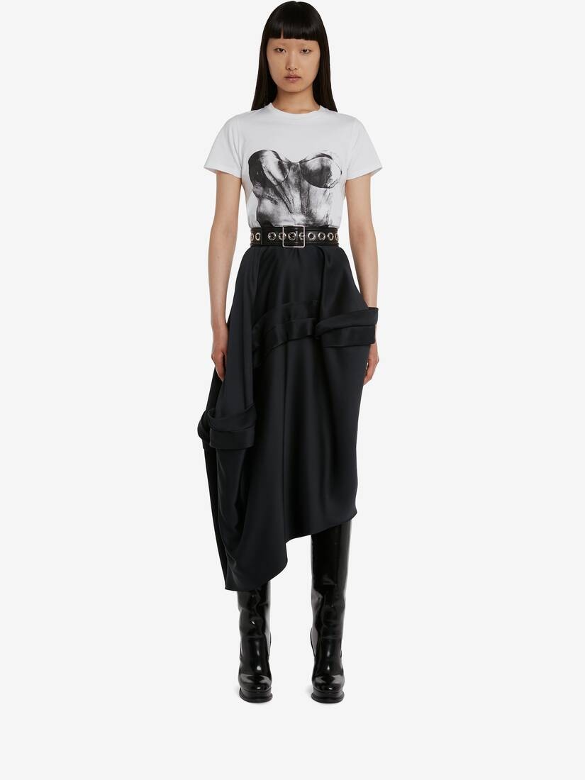 Women's Bustier Print T-shirt in White/black - 2