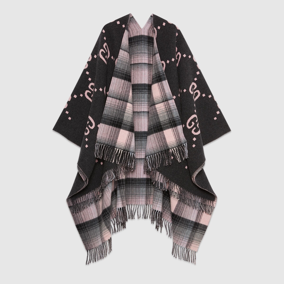 Reversible GG wool cape - 2