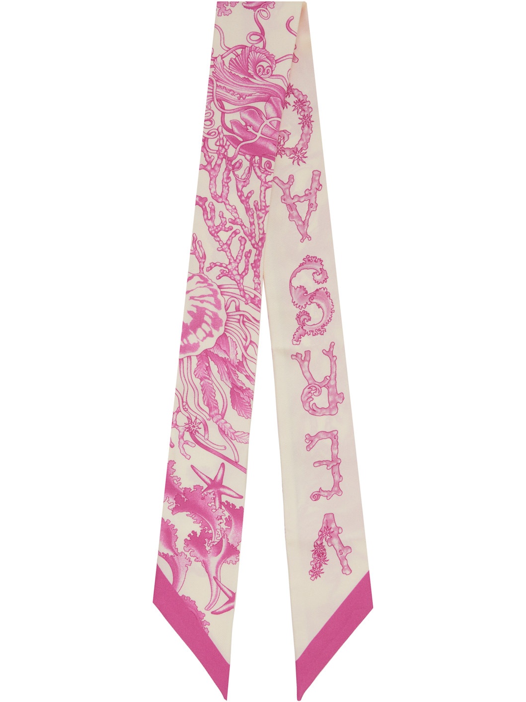 Pink & Off-White Underwater Barocco Silk Scarf - 1