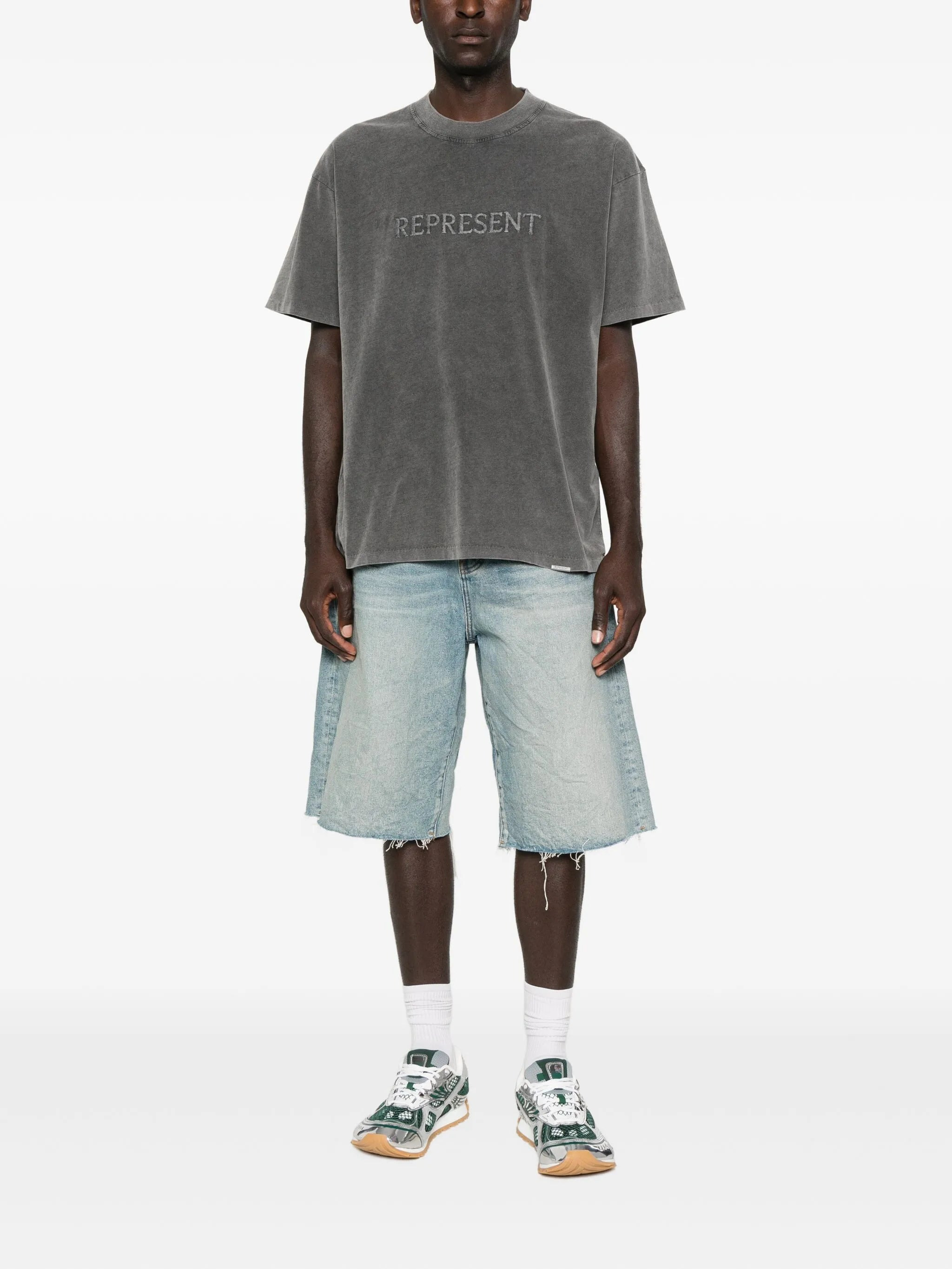 Represent Embroidered-detail Cotton T-shirt - 3