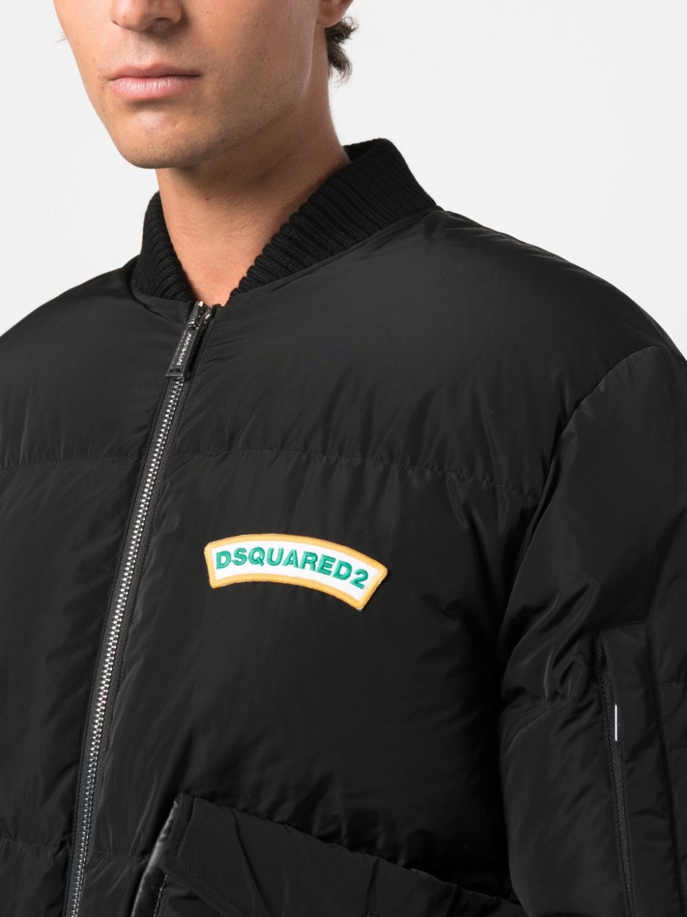 logo-print puffer bomber jacket - 5