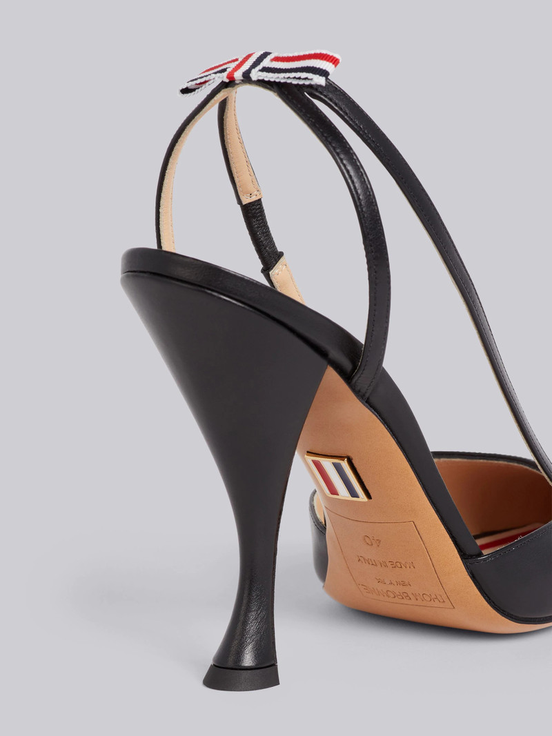 Thom Browne Black Vitello Calfskin Curved Throatline Slingback High Heel outlook