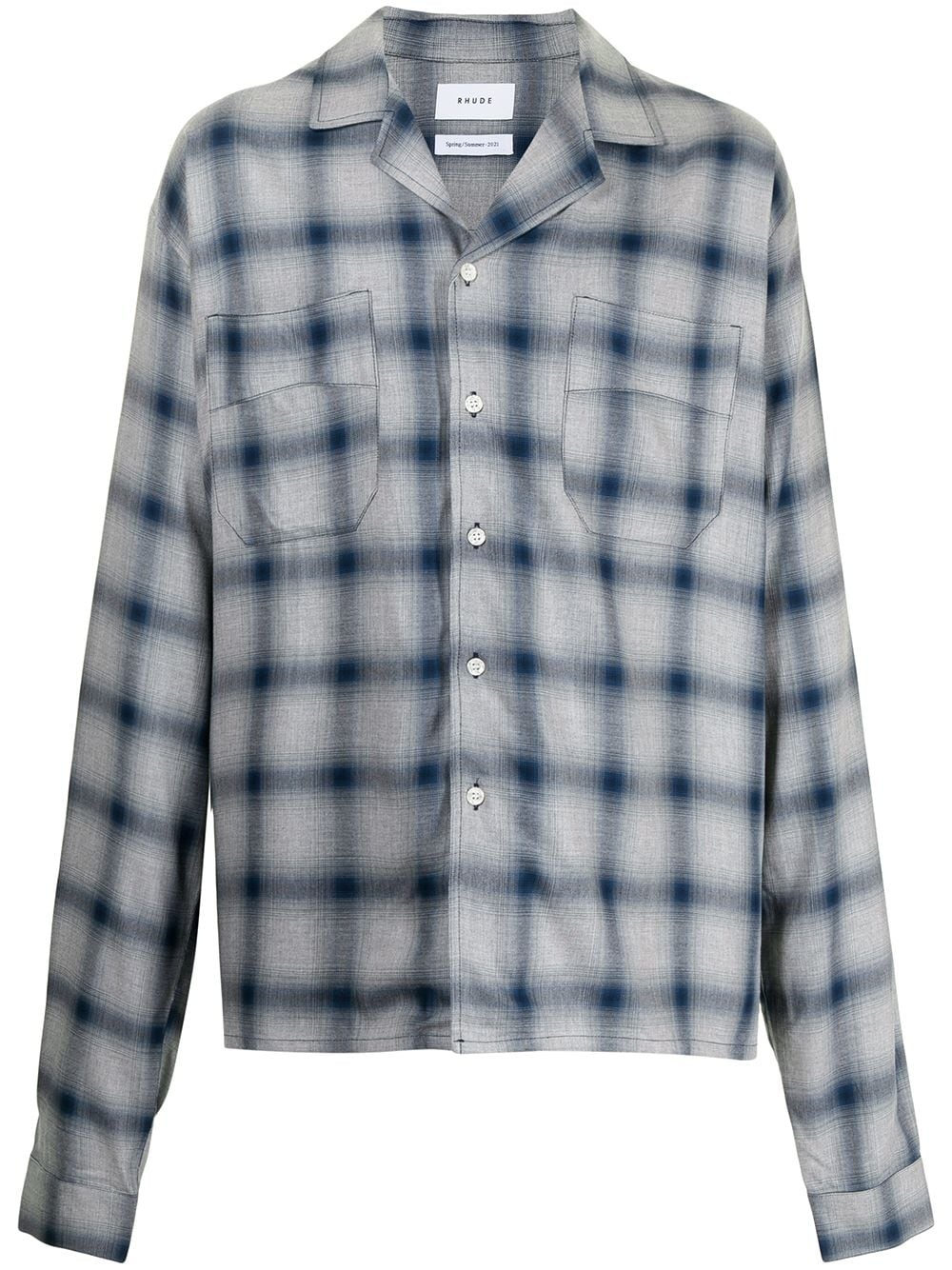 check-print buttoned shirt - 1