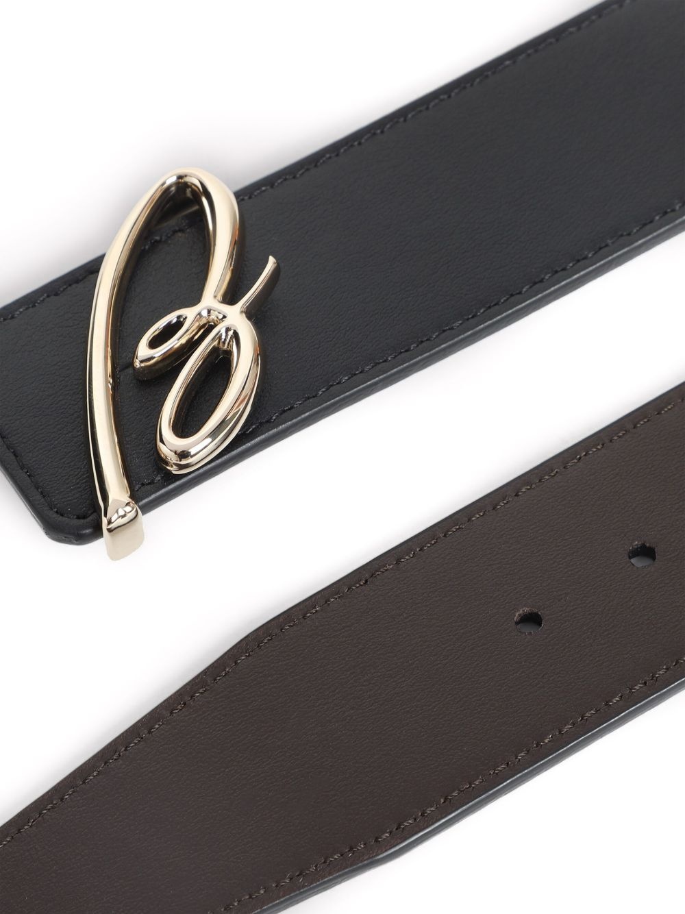 logo-plaque leather belt - 2
