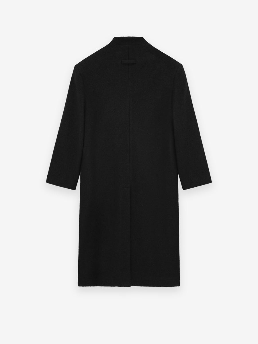 Boiled Wool Lapelless Relaxed Coat - 4