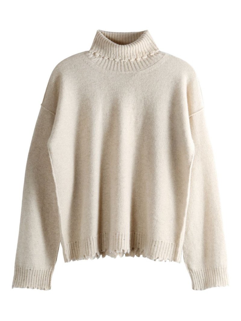 high neck frayed sweater 1
