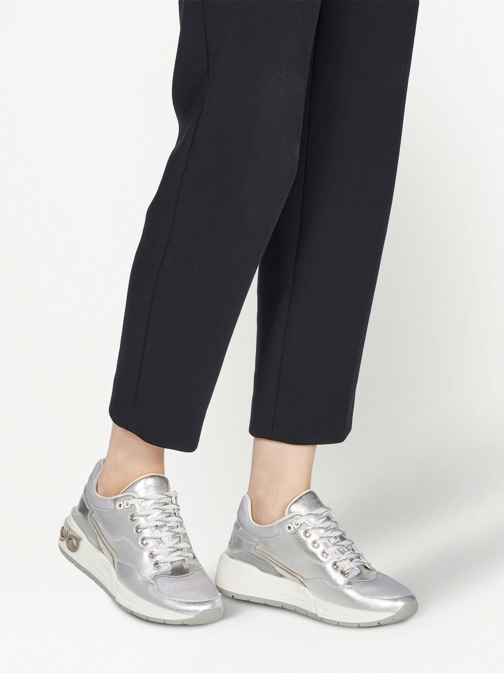 metallic leather sneakers - 6