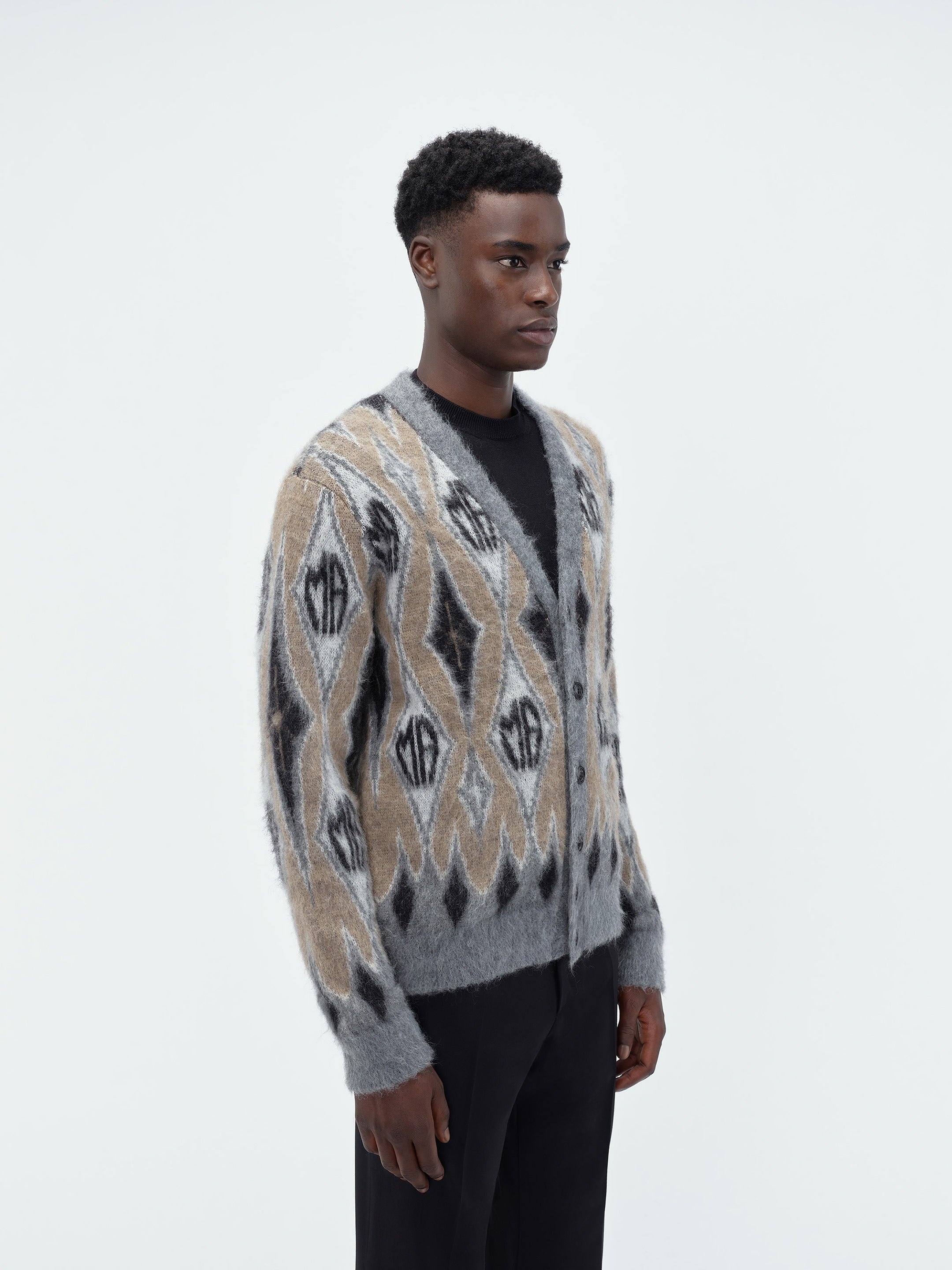 ARGYLE MOHAIR CARDIGAN - 3