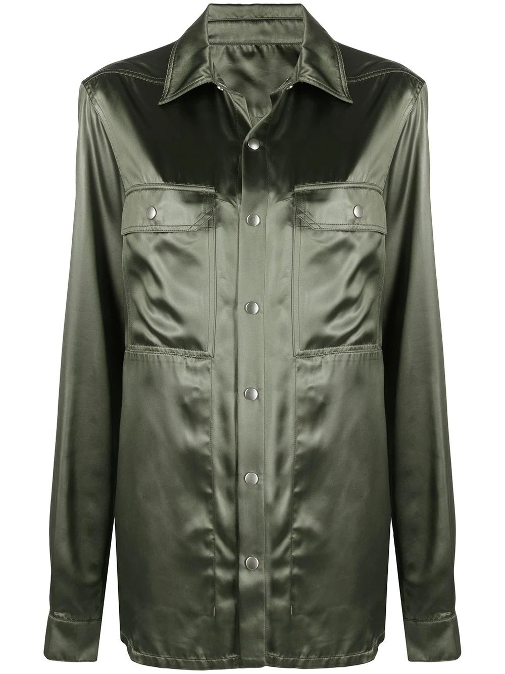 satin classic-collar shirt jacket - 1