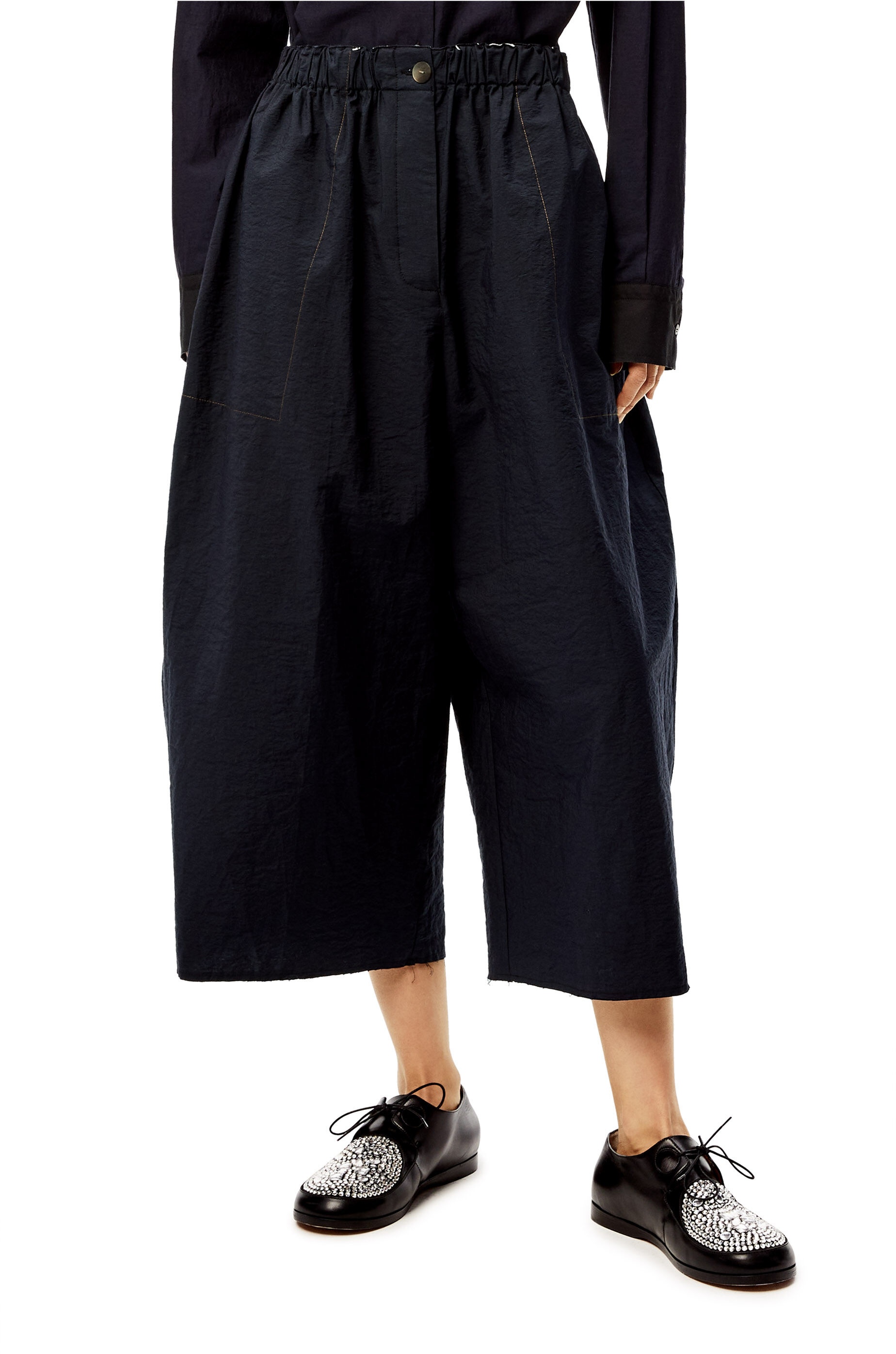 Cropped elasticated trousers in cotton - 3