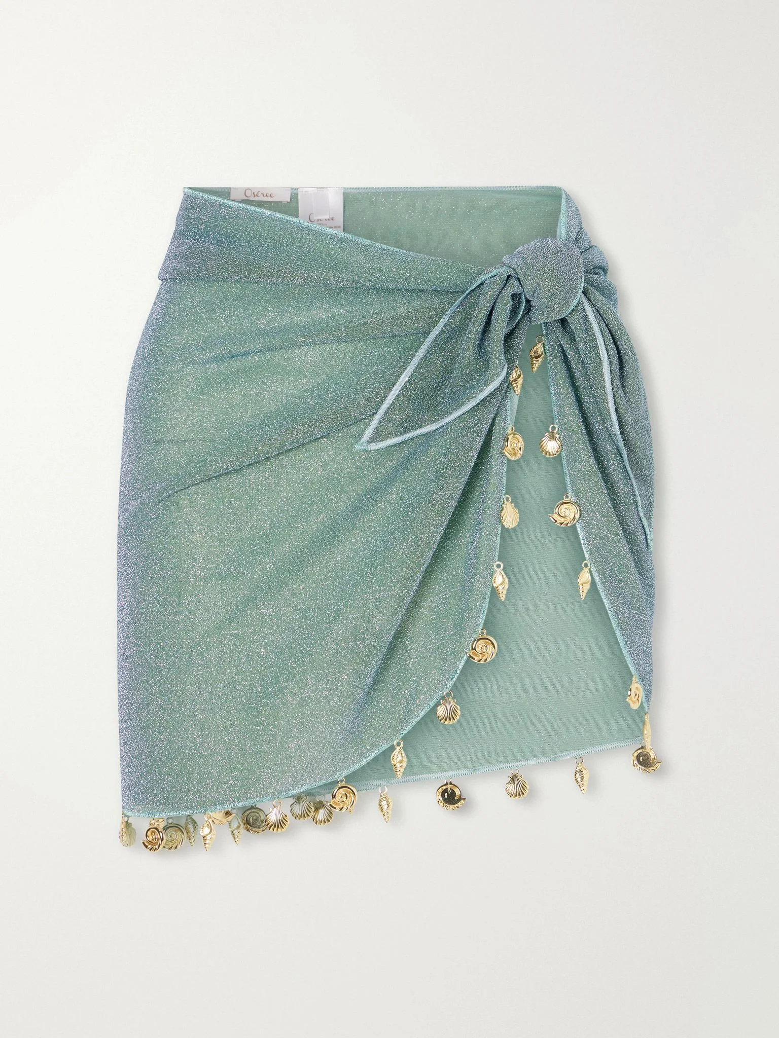 Lumière embellished Lurex pareo Jade - 1
