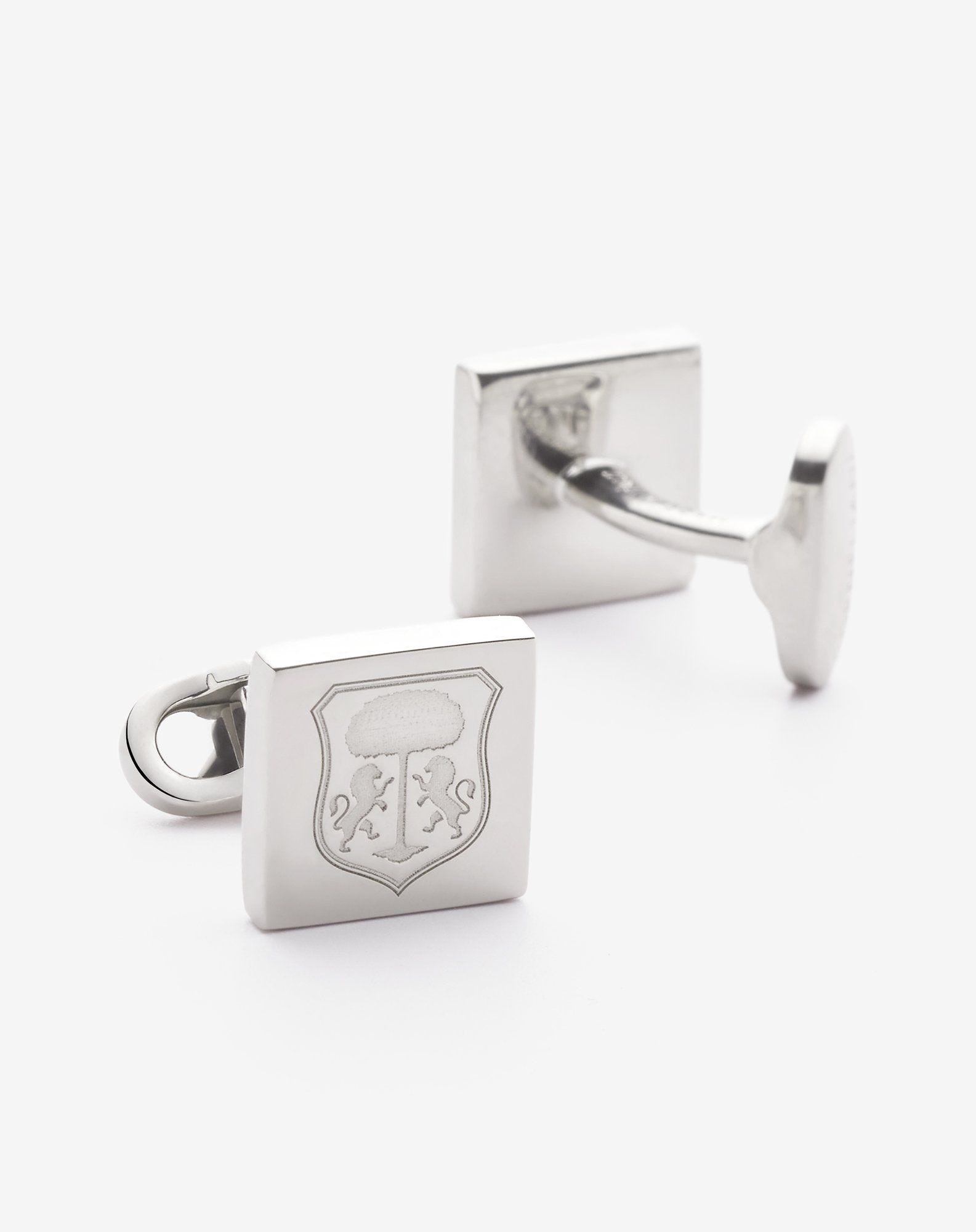 Silver-coloured brass square cufflinks - 2