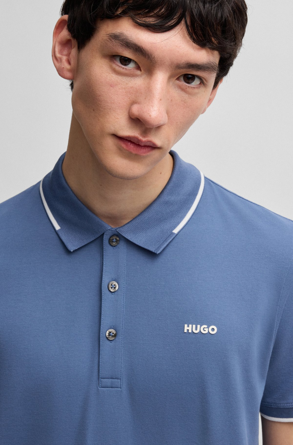 STRETCH-COTTON SLIM-FIT POLO SHIRT WITH PRINTED LOGO - 3