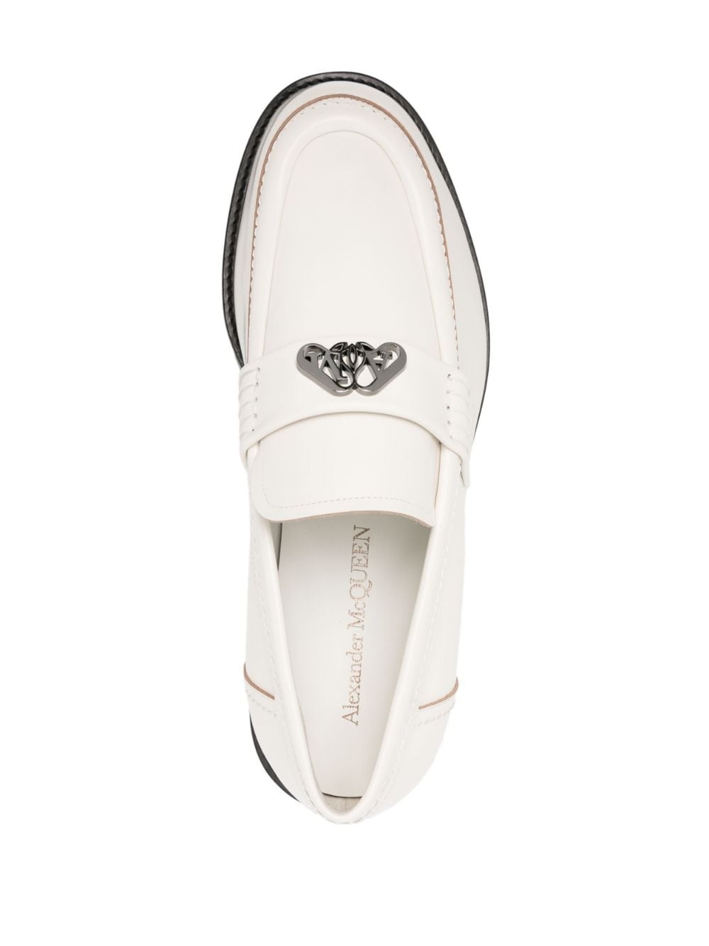 Seal-plaque leather loafers - 4