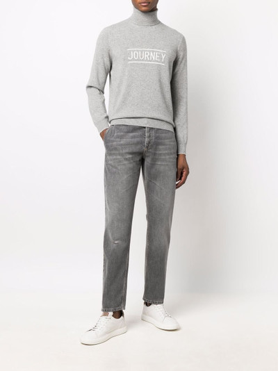 Brunello Cucinelli logo-print roll neck jumper outlook