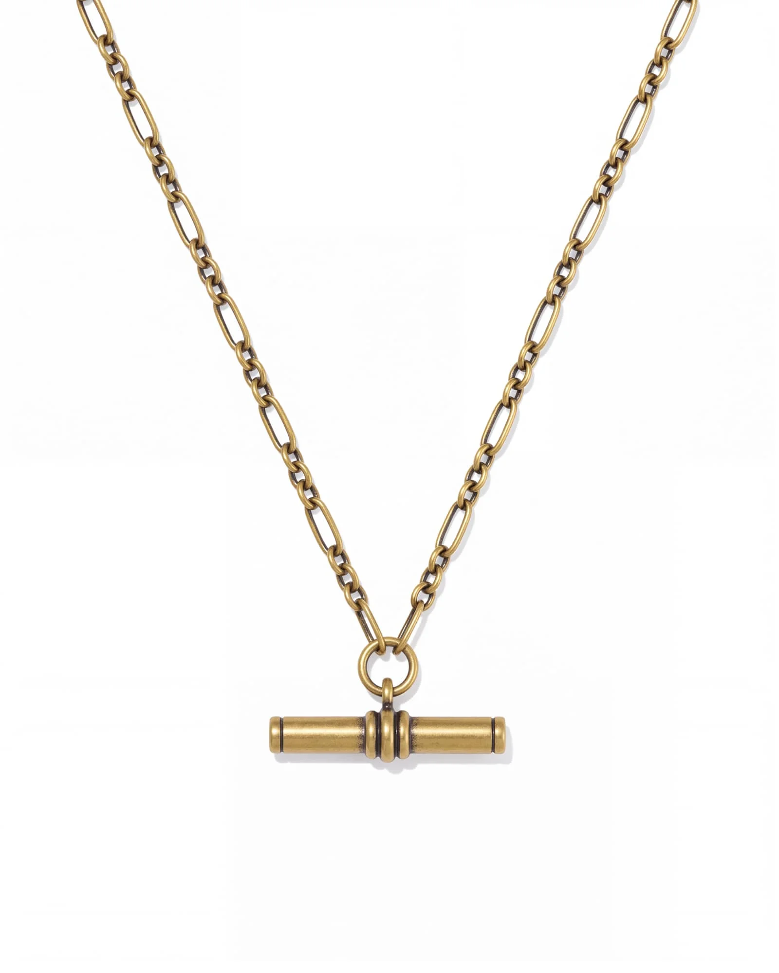 Bree Vintage Gold Metal T Bar Short Pendant Necklace - 1