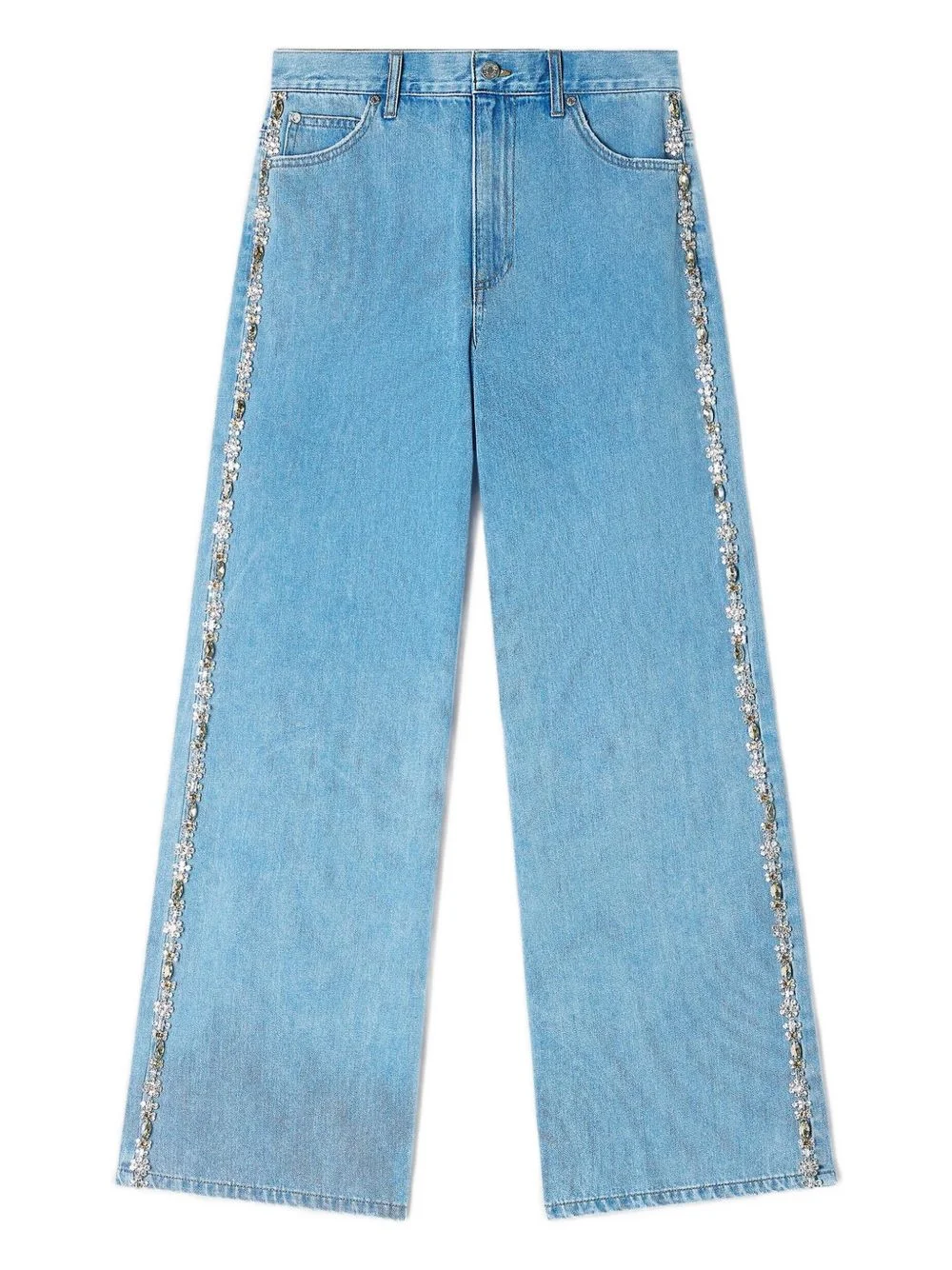 rhinestone wide-leg jeans - 1