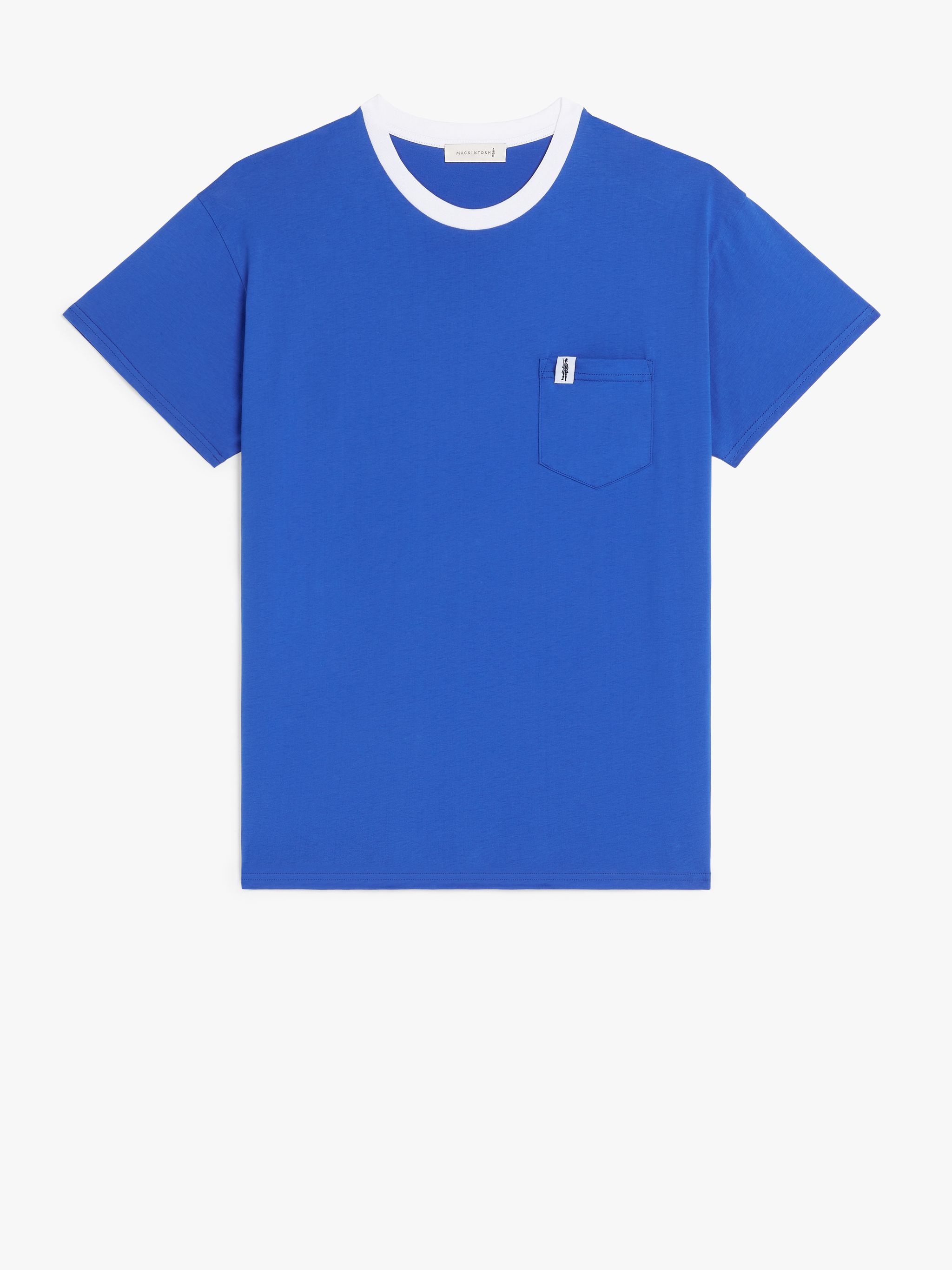 BLUE COTTON CONTRAST RIB T-SHIRT | GJM-219 - 1