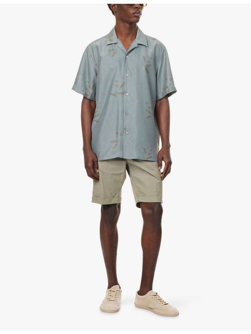 CORNELIANI Floral-Print Short-Sleeve Silk Shirt outlook
