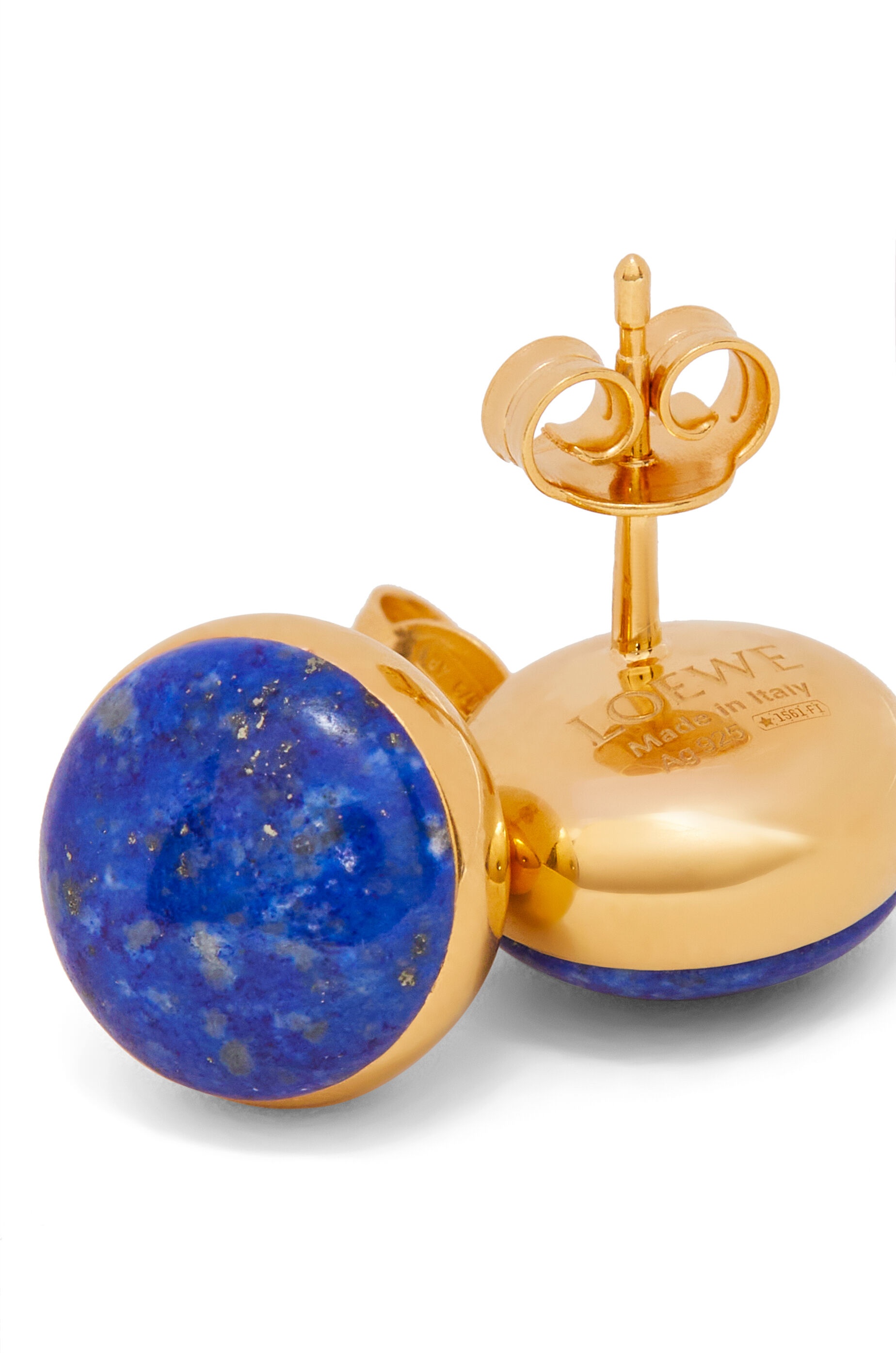 Anagram Pebble stud earrings in sterling silver and lapis lazuli 2