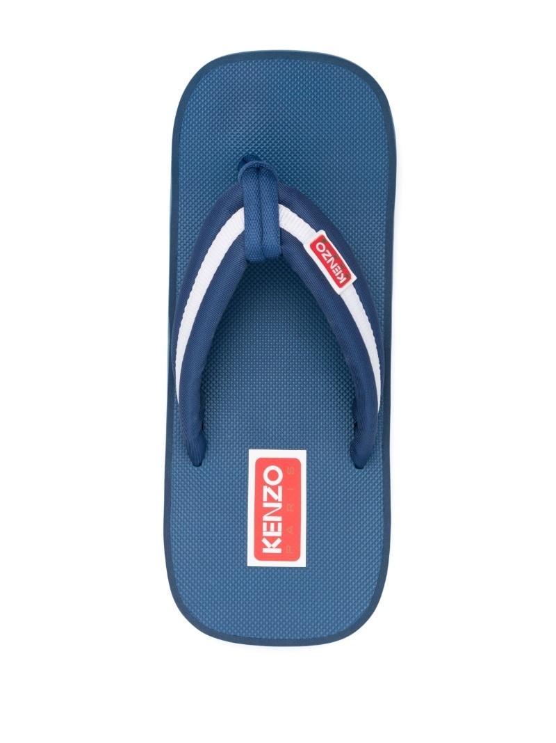 logo-patch striped flip flops - 4