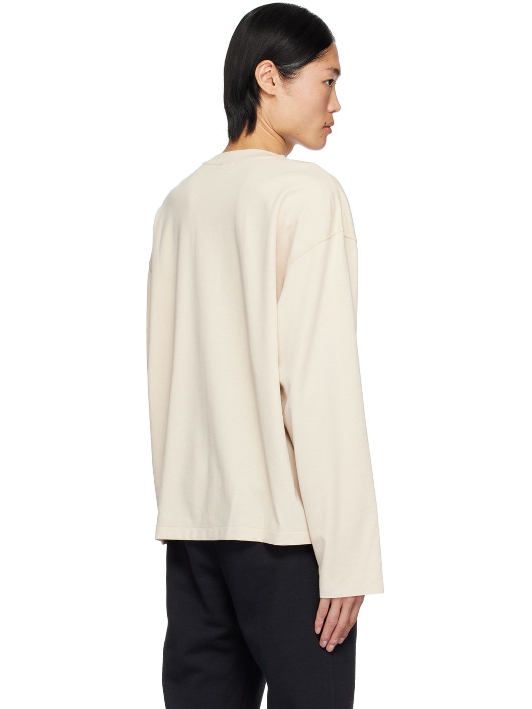 Beige Oversized Long Sleeve T-Shirt - 3