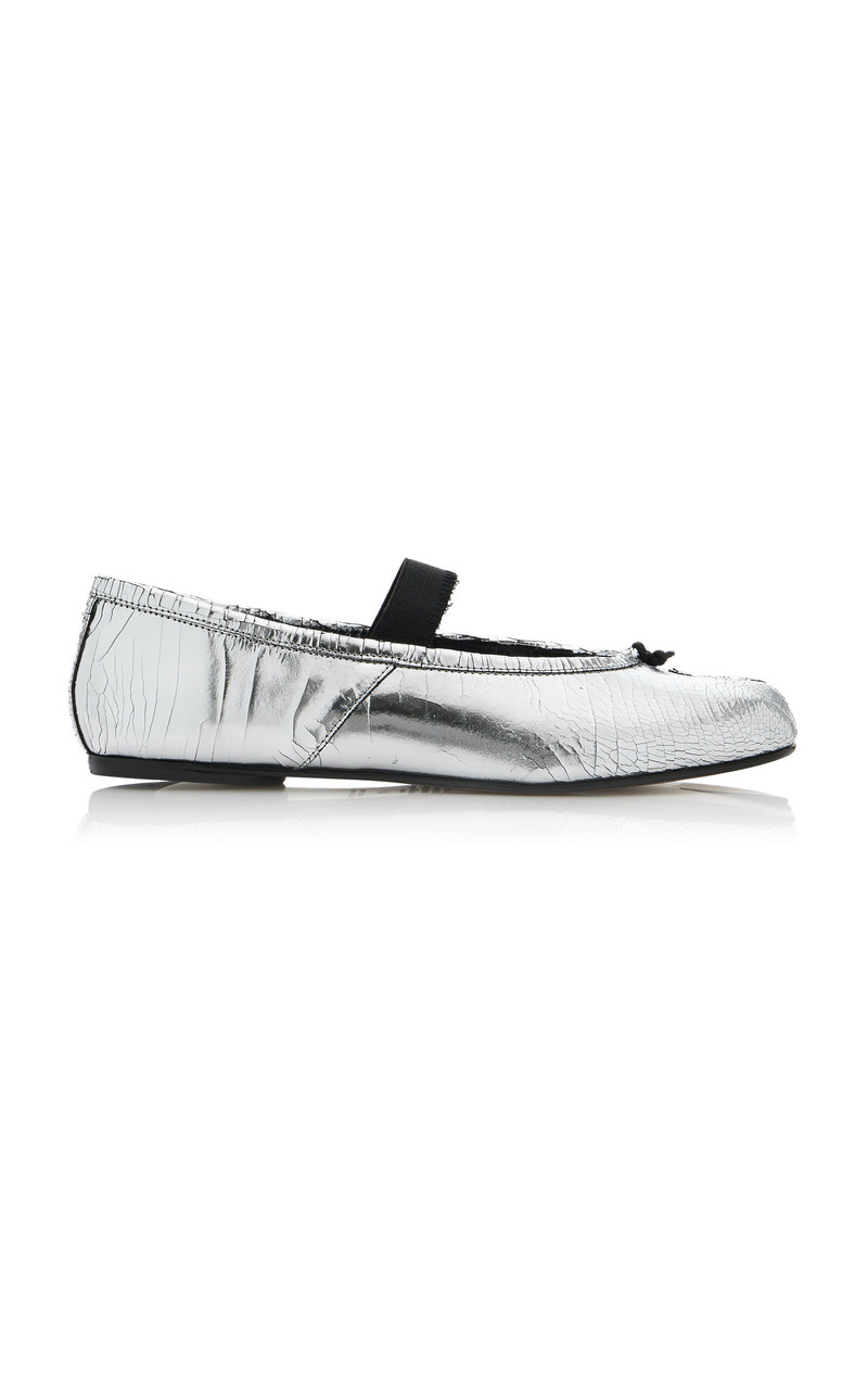 Tabi Crinkled Metallic Leather Ballet Flats silver 1