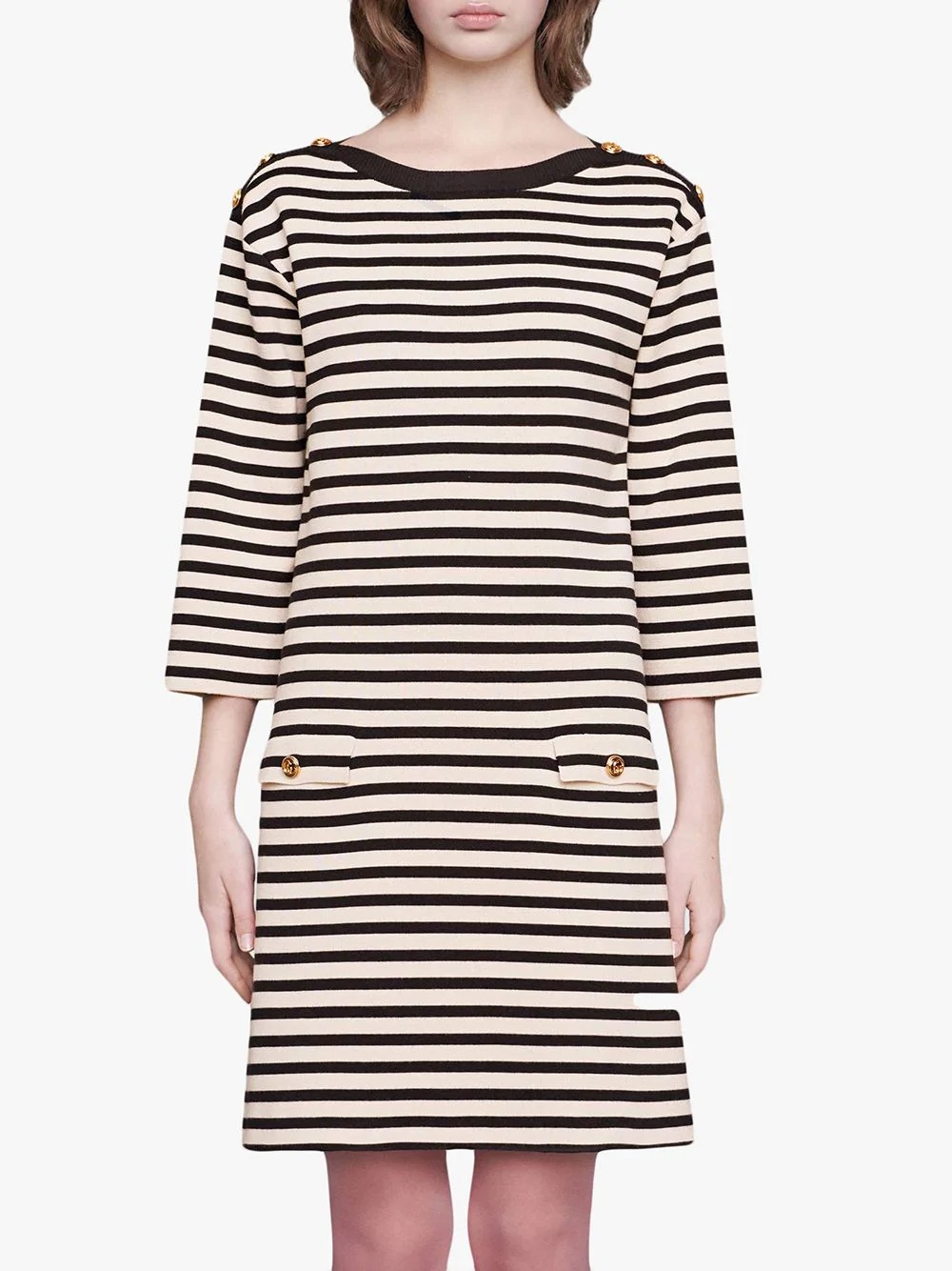 Striped wool dress with patch - 3