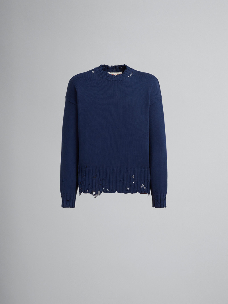 BLUE COTTON CREWNECK SWEATER 1