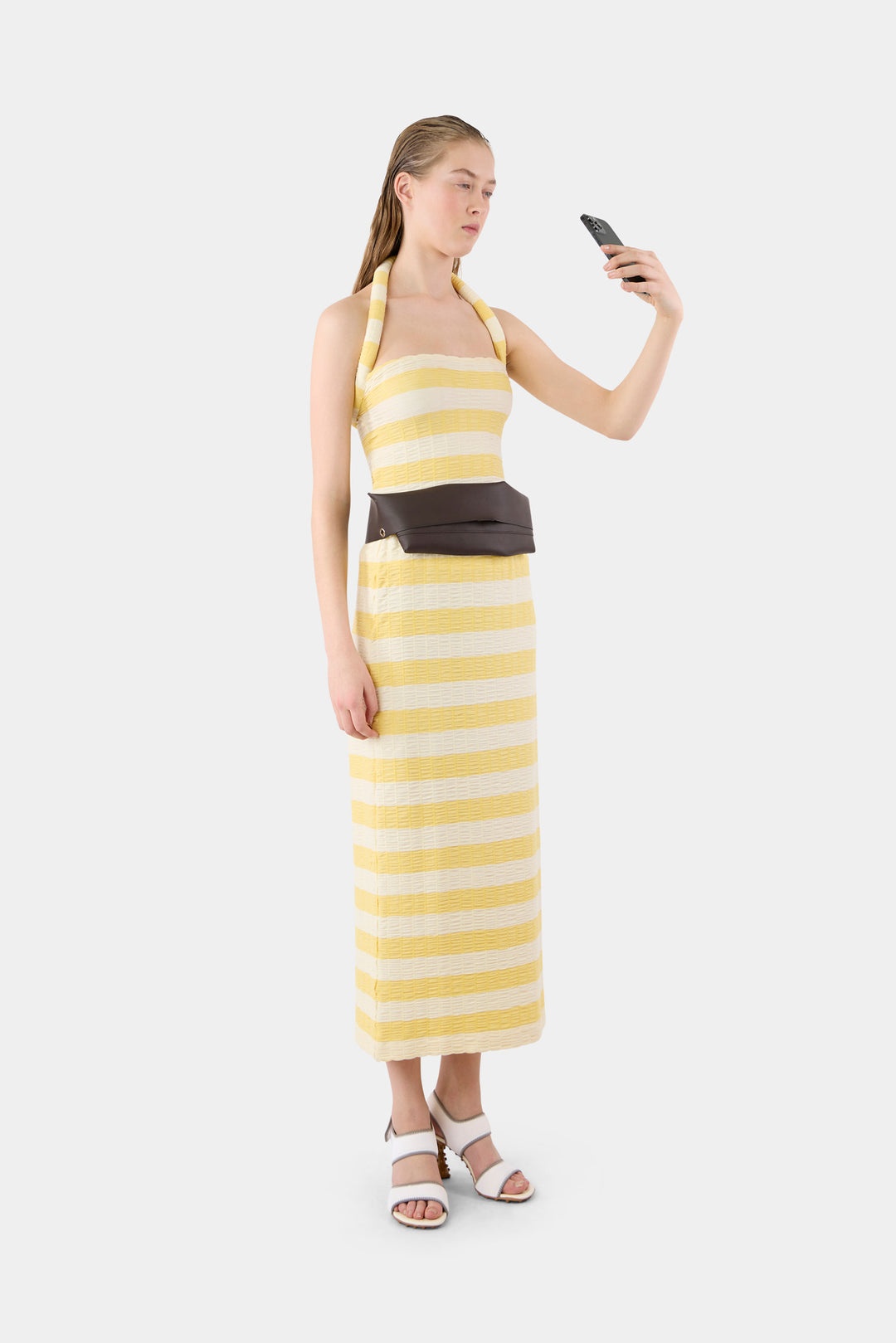 TUBO TOP / beige & yellow stripes - 2
