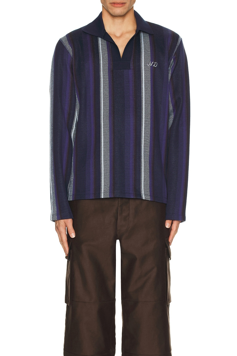 Long Sleeve Striped Polo - 4