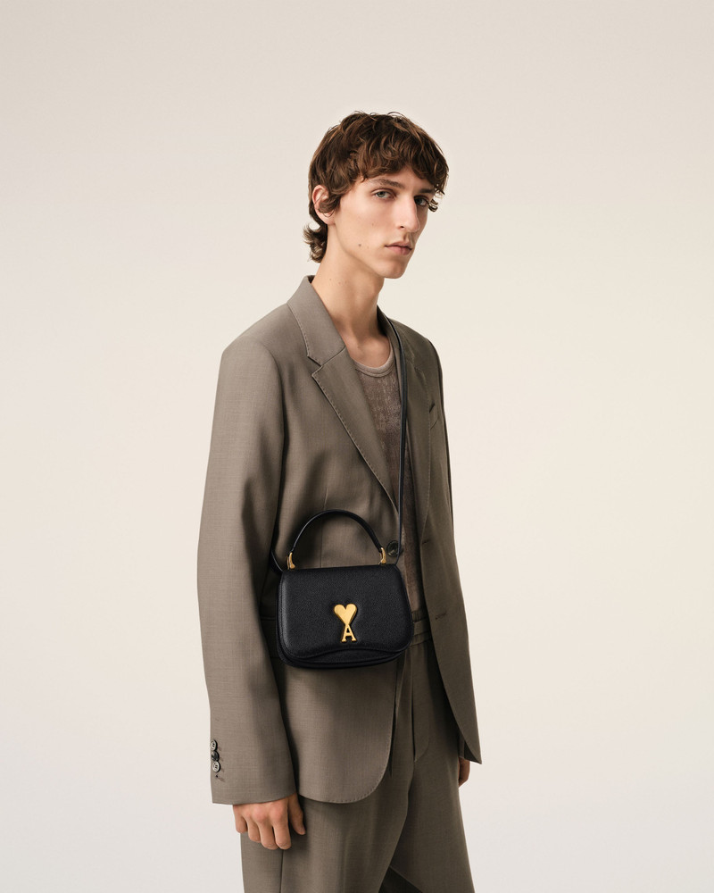 BLACK LEATHER TOP HANDLE PARIS PARIS BAG 6