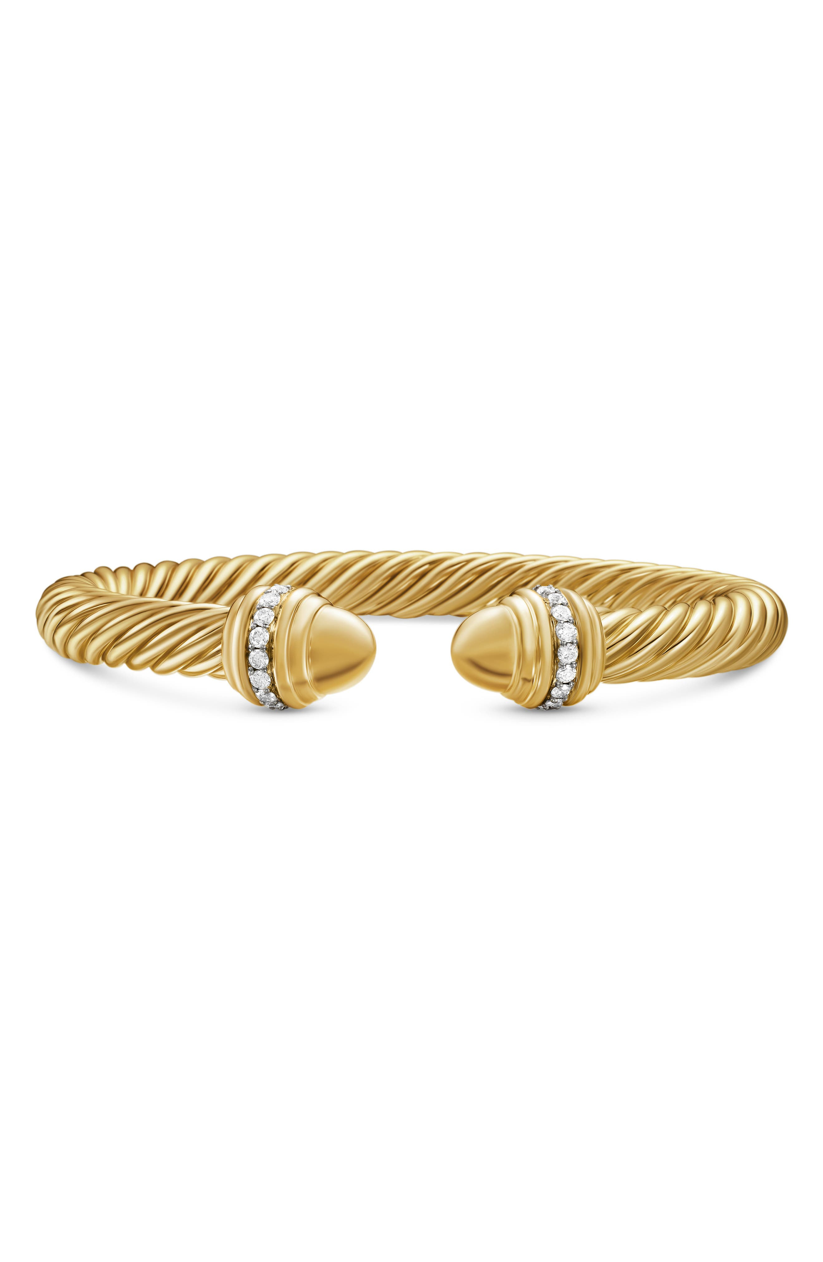 David Yurman Classic Cablespira® Bracelet in 18K Yellow Gold with Diamonds, 7mm in Yellow Gold/Diamo - 1
