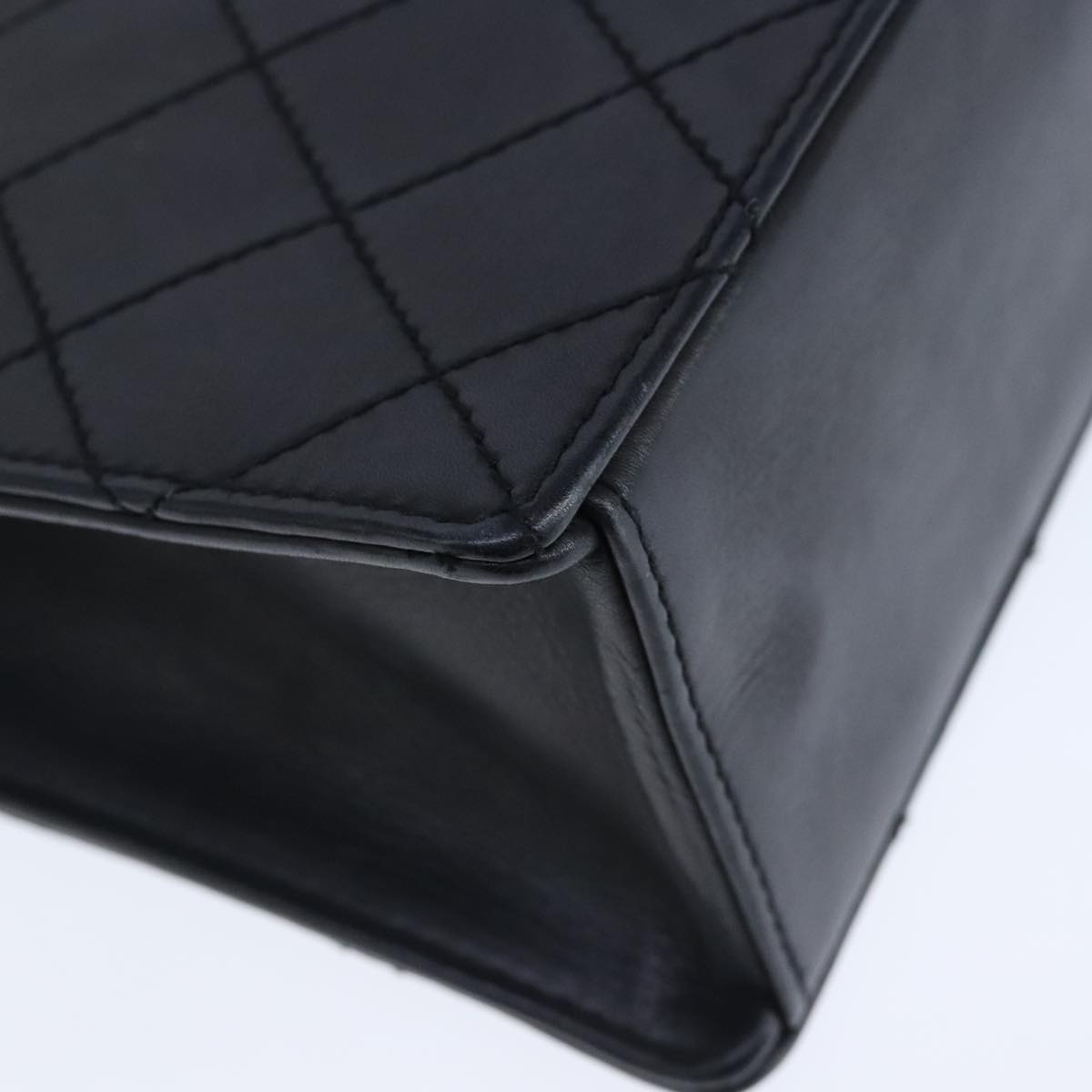 CHANEL Hand Bag Lamb Skin Black CC - 14
