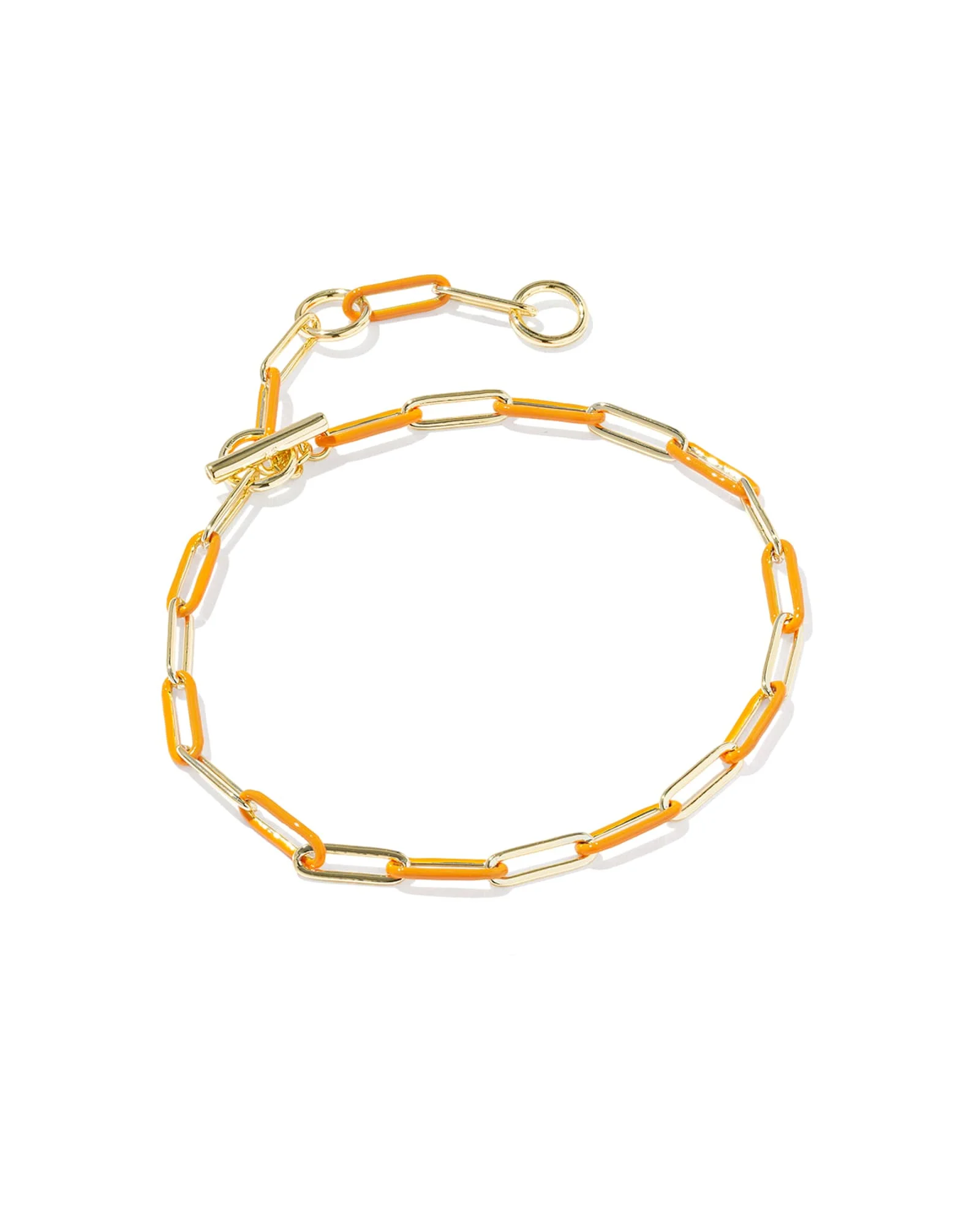 Courtney Gold Enamel Link and Chain Bracelet - 1