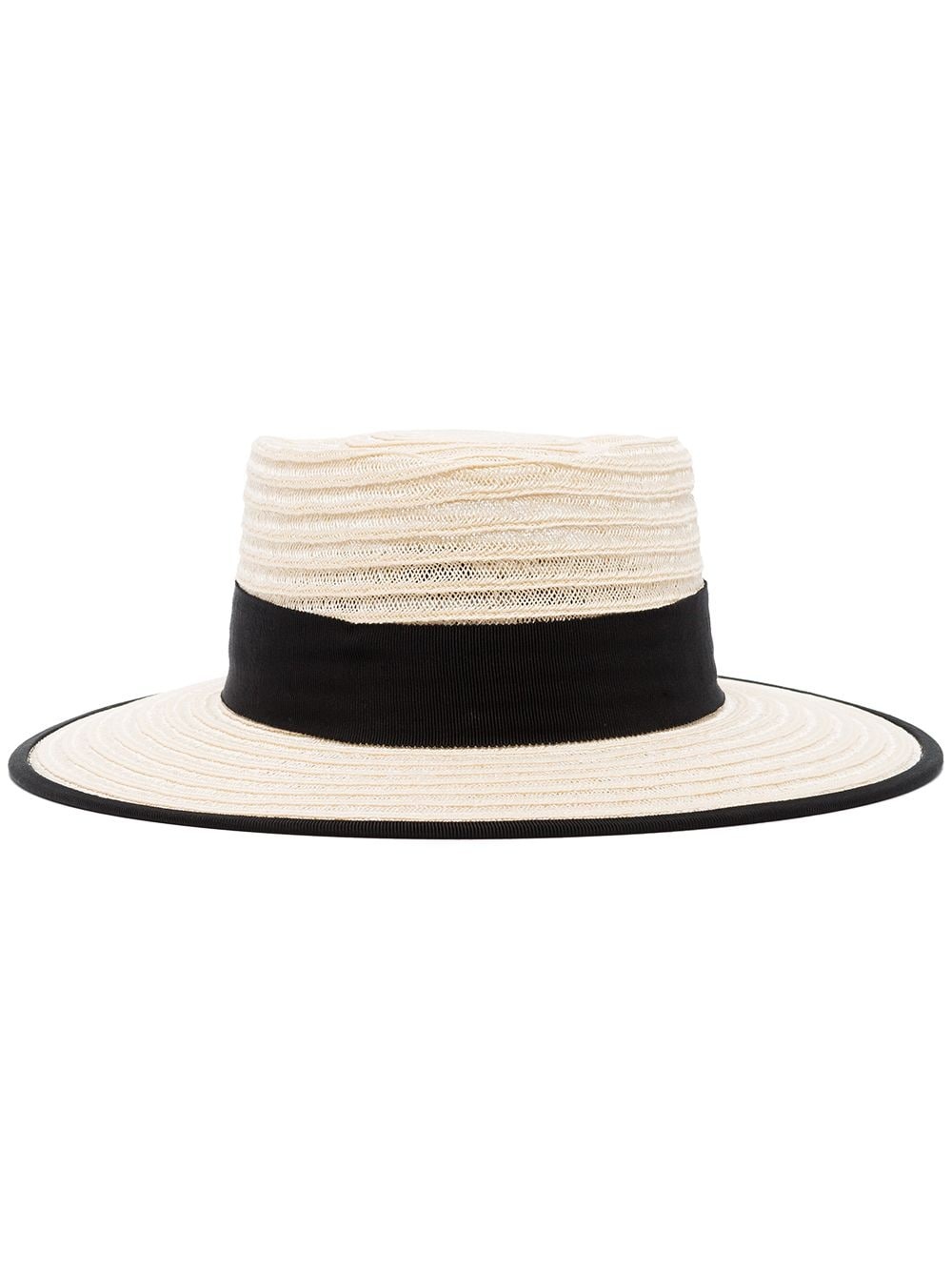 grosgrain-trimmed straw hat - 1