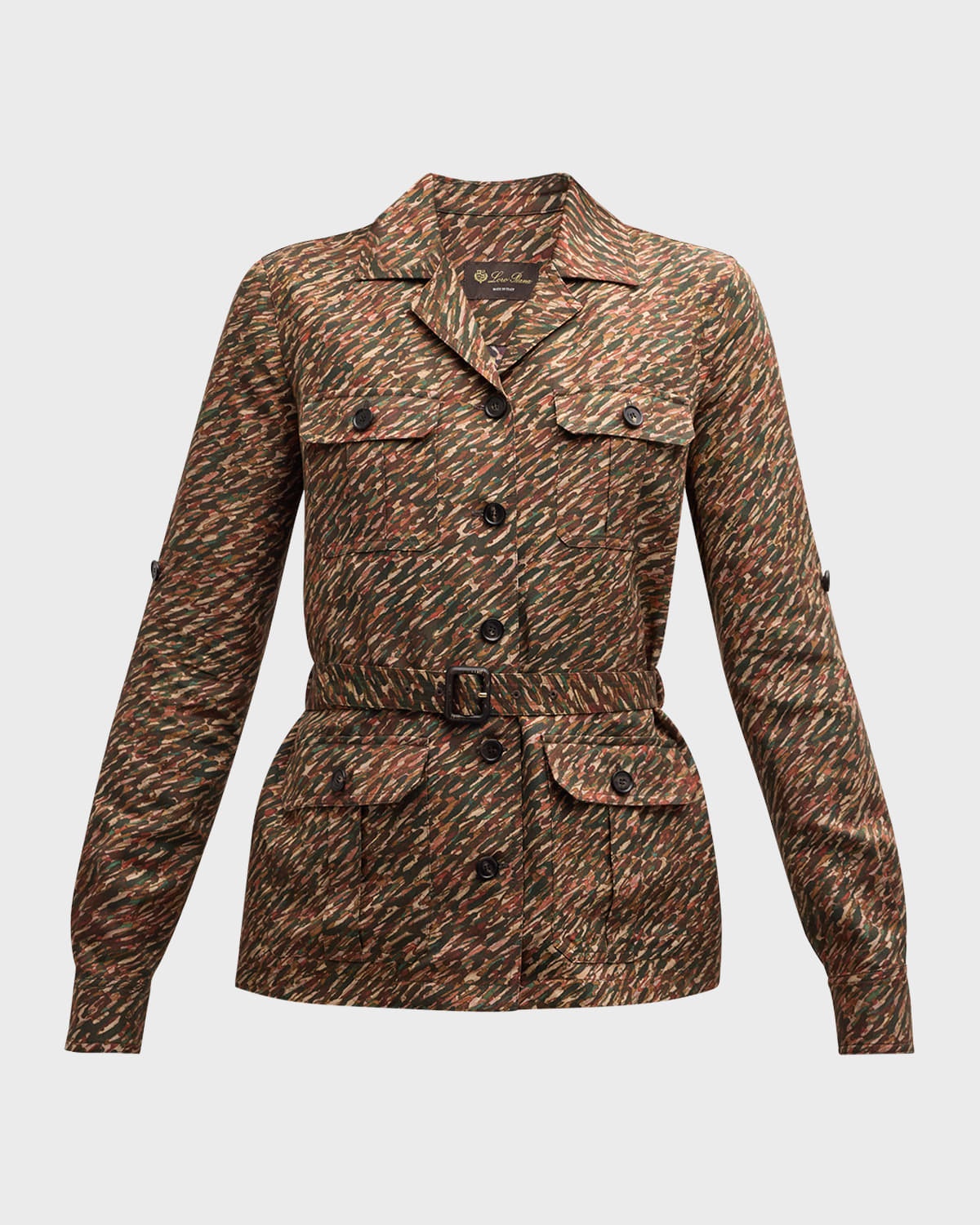 Deanna Belted Andre-Print Shirt Jacket - 1