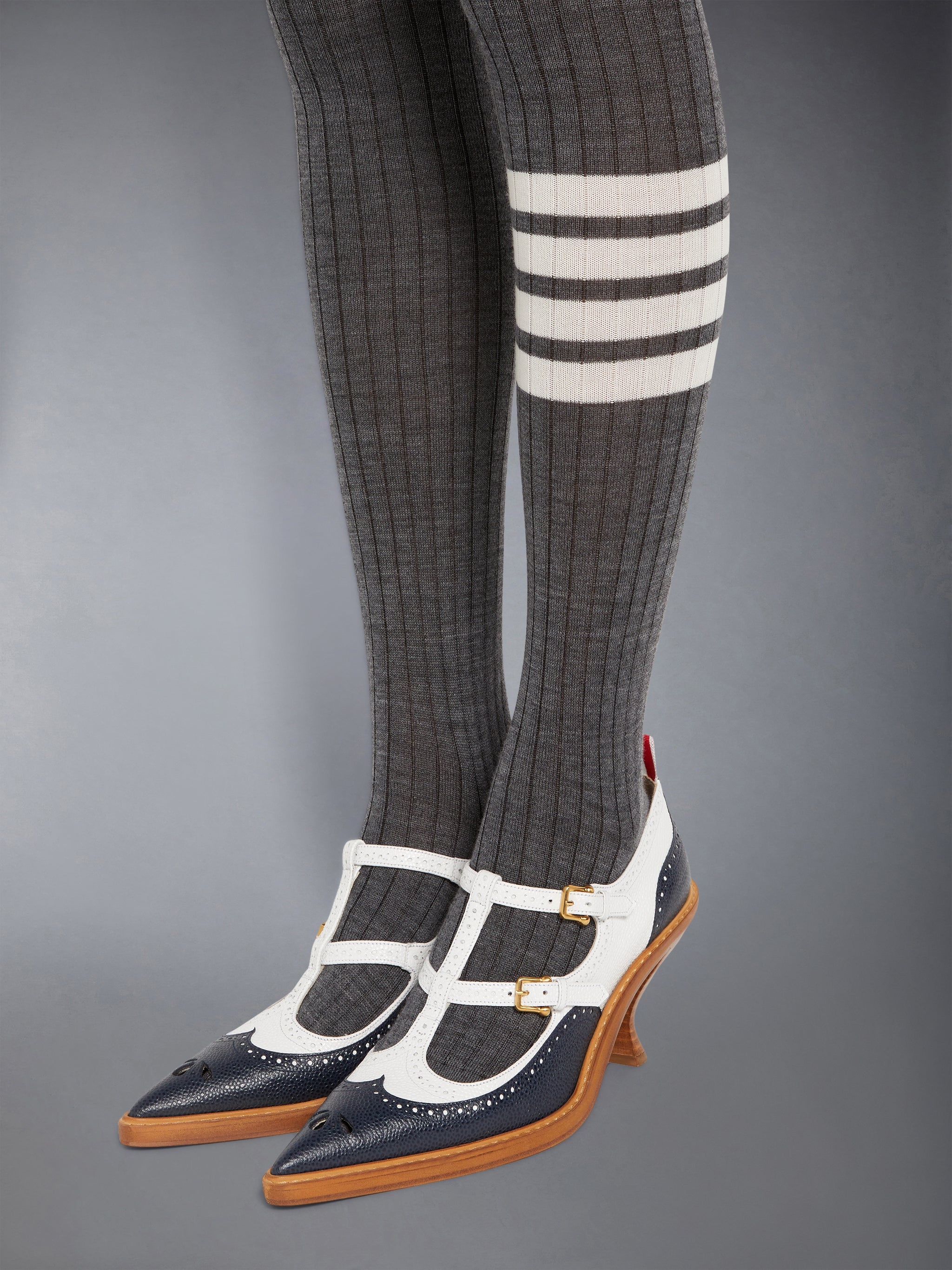 FINE MERINO WOOL 4-BAR OPAQUE RIB TIGHTS - 5