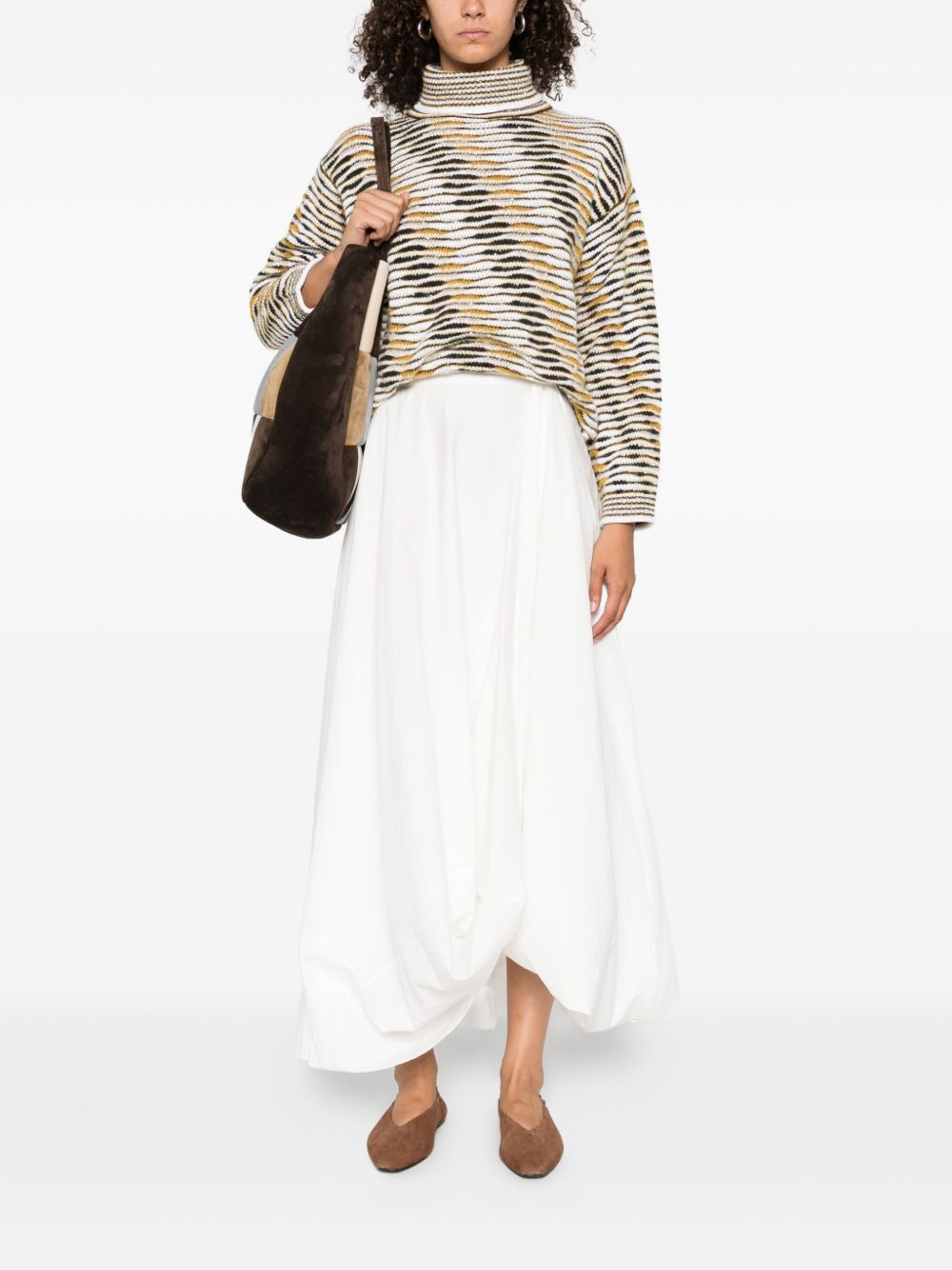 high-neck flame-pattern sweater - 2