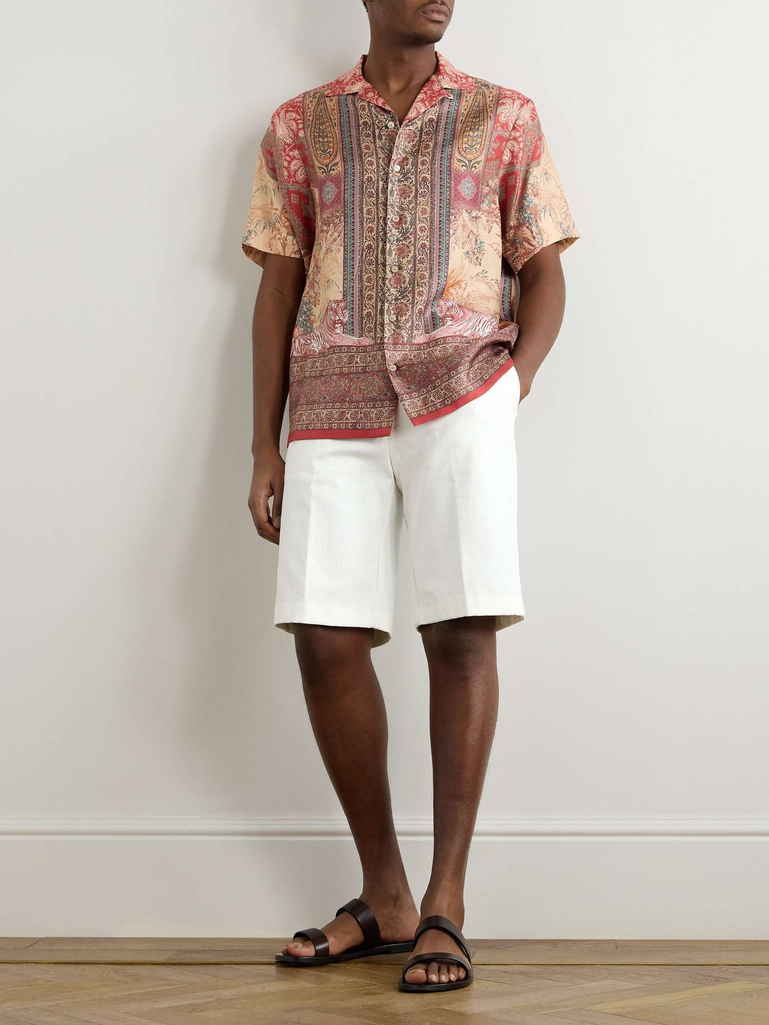Straight-Leg Paisley-Jacquard Denim Shorts - 2