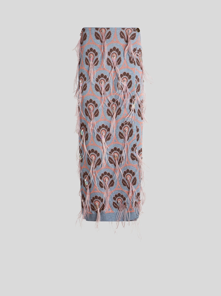 JACQUARD SKIRT WITH FEATHERS - 1
